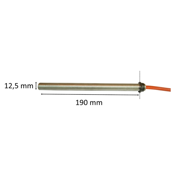Gløderør / Eltænder med flange passer til Pilleovn: 12,5 x 190 mm 330 Watt